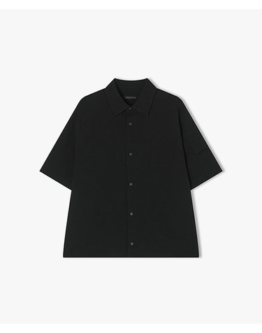 [25SS] LLM31503 블랙 나일론 스냅 반팔셔츠