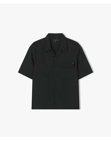 [25SS] LLM31511 블랙 와플조직 오픈카라 반팔 셔츠