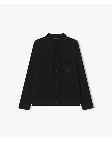 [25SS] LLS51585 블랙 소매 배색 포켓 브이넥 가디건