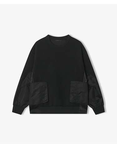 [26SS] LMS41706 블랙 텍스쳐믹스 우븐포켓 티셔츠