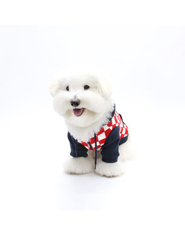 CHECKERBOARD HOODIE ZIPUP-RED(후드집업)