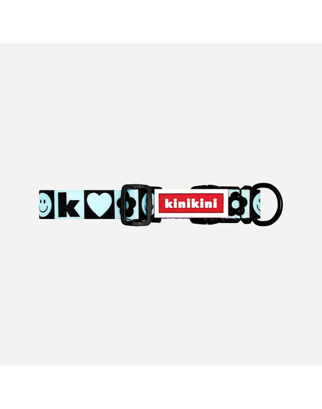 키니키니 KINI SMILE CHECK COLLAR_MINT(목줄) 착용컷