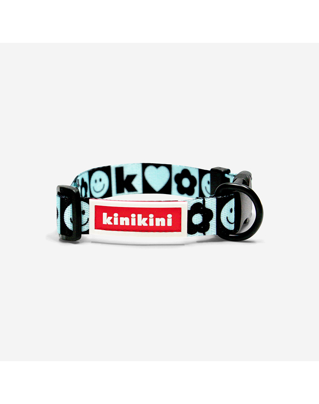 키니키니 KINI SMILE CHECK COLLAR_MINT(목줄) 착용컷