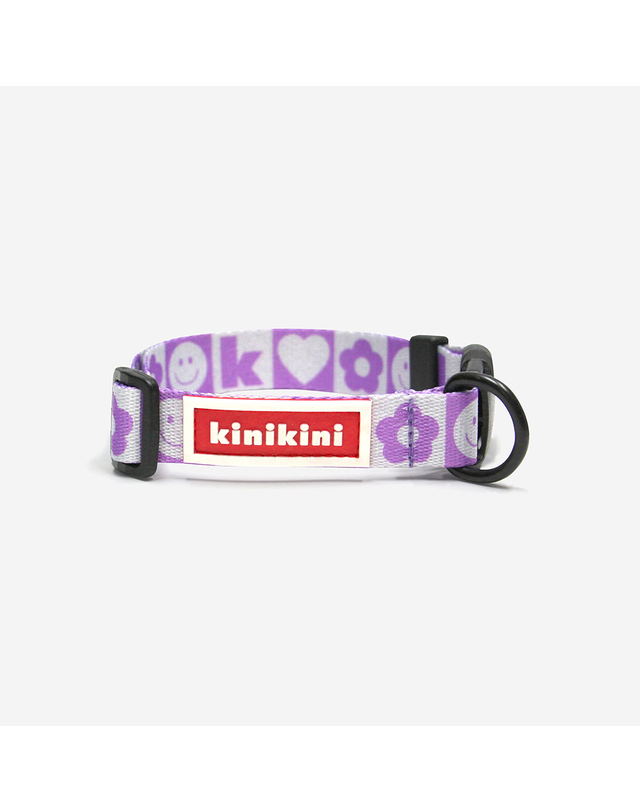 키니키니 KINI SMILE CHECK COLLAR_PURPLE(목줄) 착용컷