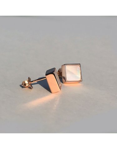 925 silver+18k rose gold 천연 자개 로즈골드 스터드 이어링