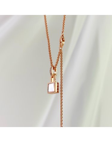 925 silver+18k rose gold [color vine - lock] 천연 자개 네크리스