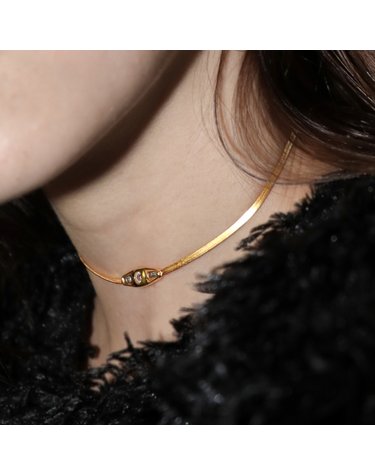 925 silver+18k gold 천연 모이사나이트 초커 목걸이