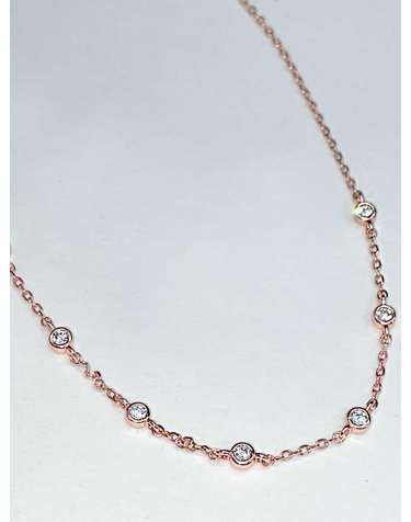 925 silver + rose gold 텐저린 크리스탈 베젤 체인 목걸이
