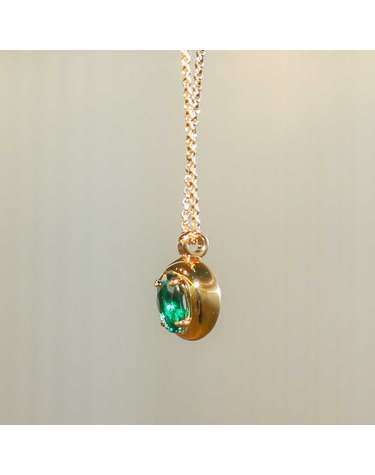 925 silver + 18k gold 에메랄드 원석 길이조절 롱 목걸이