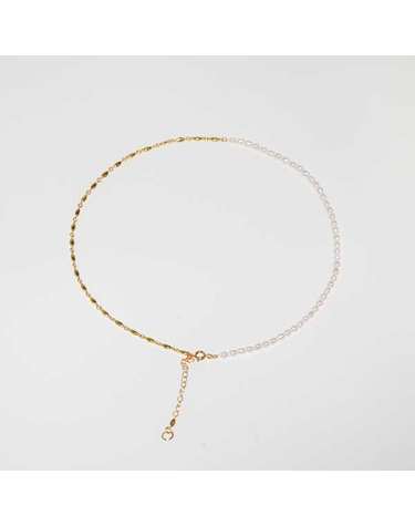 925 silver + 18k gold 화이트 천연진주 스몰 심볼체인 목걸이