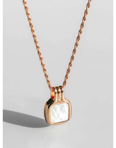 925 silver + rose gold 천연 자개 새틴 로프체인 목걸이