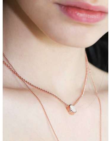 925 silver + rose gold 천연 문스톤 라인 목걸이