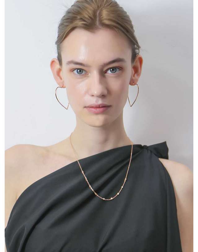 디파르베 925 silver + rose gold 텐저린 크리스탈 베젤 체인 목걸이 착용컷