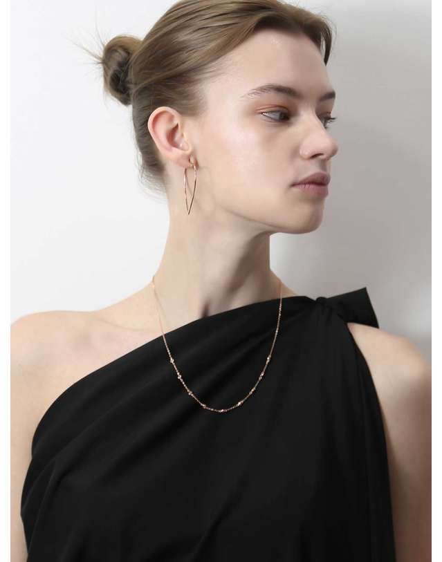 디파르베 925 silver + rose gold 텐저린 크리스탈 베젤 체인 목걸이 착용컷