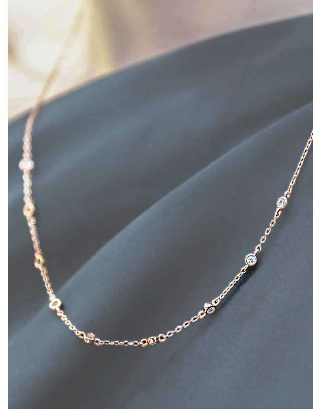 디파르베 925 silver + rose gold 텐저린 크리스탈 베젤 체인 목걸이 착용컷