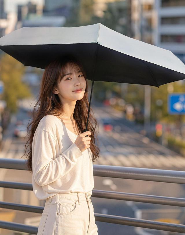 에스텐즈 에어스위프트 카본살대 108cm 빅사이즈 초경량 미니 우양산 178g 착용컷