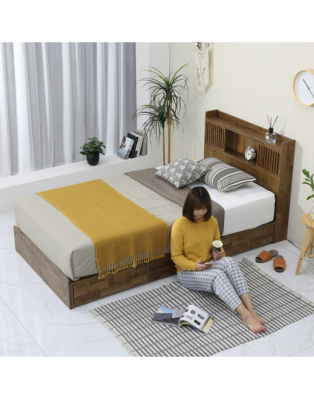 준우드 VASO 바소 LED 멀티 수납 침대 프레임 슈퍼싱글SS 착용컷