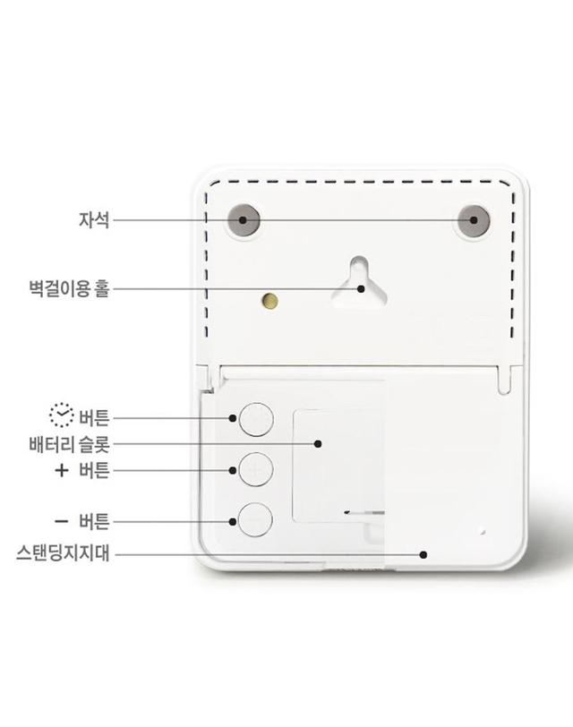 카스 카스 CAS 디지털 체감 온습도계 T701 온도계 습도계 벽걸이 자석 스탠드 화이트 착용컷