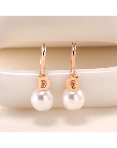 14K 이니셜D 핵진주 딸랑이 원터치 귀걸이 한쌍 PNE40965