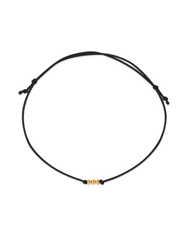 당일발송 14K 2mm 미니 골드 3볼 실크끈 블랙 실팔찌 KNB41503