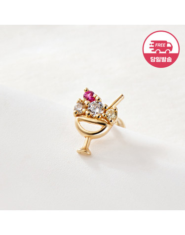 [비앤비골드] 당일발송 14K 썸머쿨 루비 파르페 여름 피어싱 한쪽 JAE41833