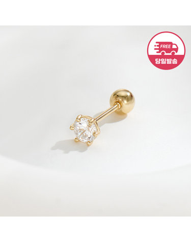 [비앤비골드] 당일발송 14K 심플 육발 큐빅 피어싱 3mm 한쪽 JAE40481
