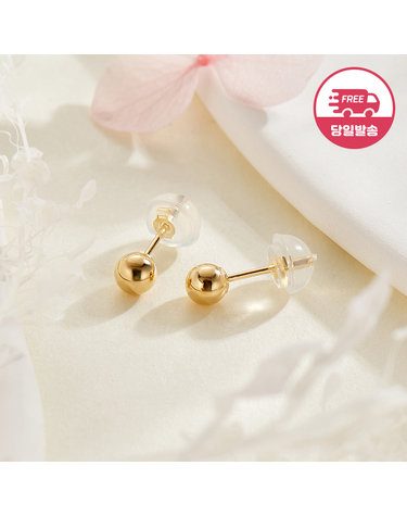 [비앤비골드] 당일발송 14K 심플 베이직 볼 귀걸이 4mm 한쌍 JAE40405