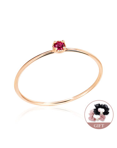 (10월베스트)14K 로즈컷 큐빅 탄생석 2mm 7월 루비 텐션링 반지 NPR29784