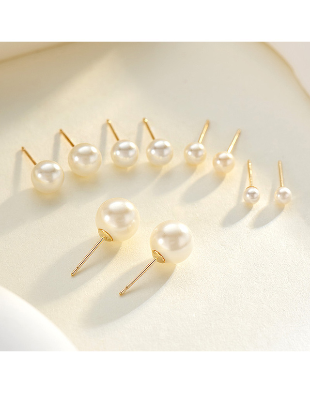 비앤비골드 [비앤비골드] 당일발송 14K 심플 베이직 진주 귀걸이 3mm 한쌍 JAE40394 착용컷