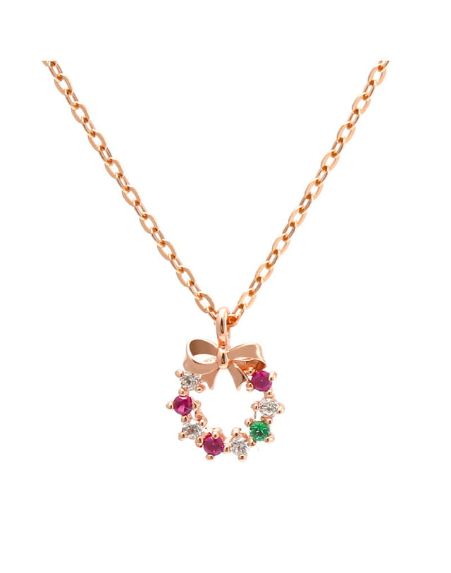 비앤비골드 [비앤비골드] 18K 리본 크리스마스리스 체인 목걸이 NPN29382 착용컷