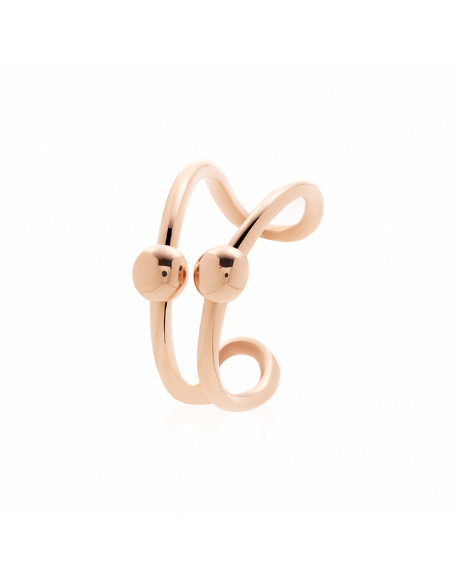 비앤비골드 [비앤비골드] 14K 두줄 심플 골드볼 귀찌 이어커프 귀걸이 한쪽 MPE38440 착용컷