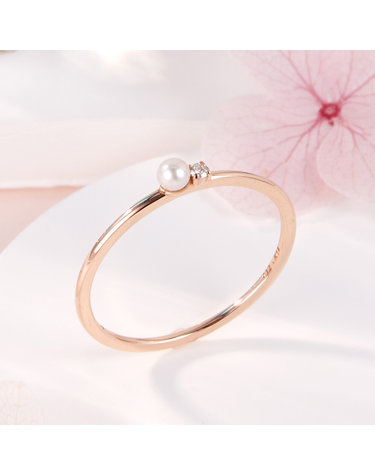 [비앤비골드] 14K 진주볼 1.5mm 랩그로운 다이아몬드 반지 NPR42382