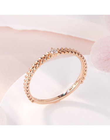 [비앤비골드] 14K 리프 2mm 랩그로운 다이아몬드 반지 NPR42377