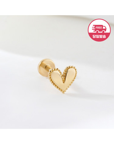 [비앤비골드] 당일발송 14K 그레인 하트 인터널 라블렛 피어싱 한쪽 JAE42475
