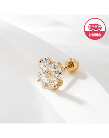 [비앤비골드] 당일발송 14K 하트 큐빅 플라워 피어싱 한쪽 JAE42452