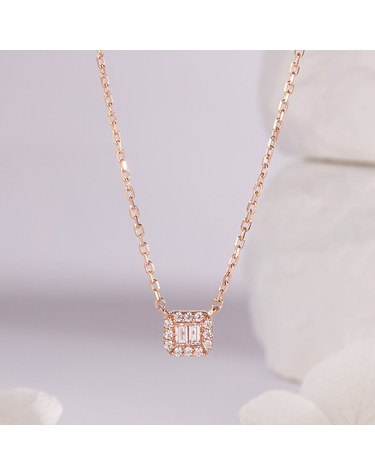 14K 사각 바게트 볼큐빅 체인 목걸이 JNN42660