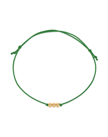 당일발송 14K 3mm 미니 골드 3볼 실크끈 그린 실팔찌 BHB42689