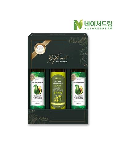 네이처드림 유기농 엑스트라버진 올리브오일 250ml 1병 + 아보카도오일 250ml 2병 선물세트