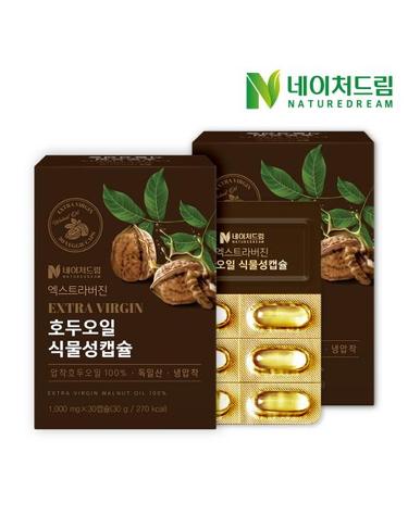 네이처드림 엑스트라버진 호두오일 식물성캡슐 1000mg 30캡슐 2박스