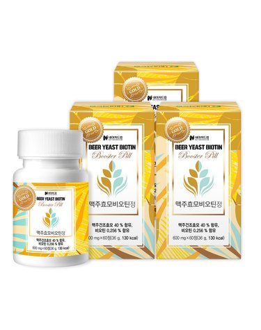 맥주효모 비오틴 정 600mg x 60정 3박스