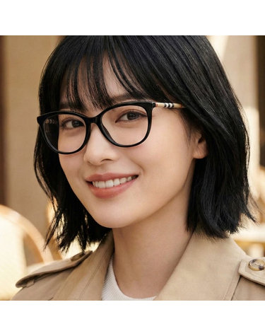 버버리 안경테 BE2389 3853 명품 블랙 뿔테 체크 패턴 스퀘어 데일리 패션