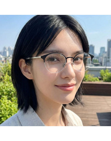 버버리 안경테 BE1328 1276 명품 라운드 반무테 블랙 메탈테