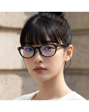 톰포드 안경테 TF6075-D-B 001 명품 패션 청광차단 블랙 오벌 얇은 뿔테 남자 여자