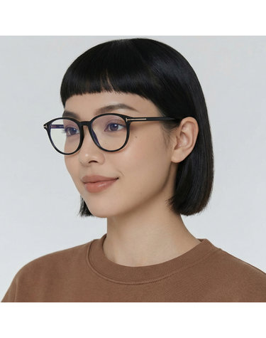 톰포드 블루라이트차단 안경테 TF5810B 001 명품 뿔테 라운드 블랙