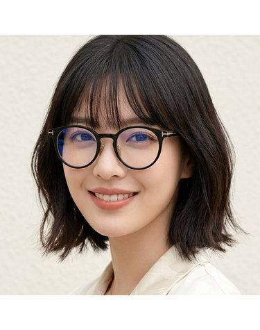톰포드 블루라이트차단 안경테 TF5996KB 001 명품 라운드 블랙 뿔테 아시안핏