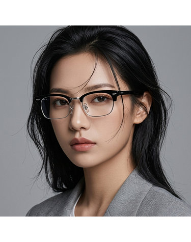 레이밴 안경테 RB3916 V 2000 클럽마스터 스퀘어 블랙 실버 하금테 남자 여자
