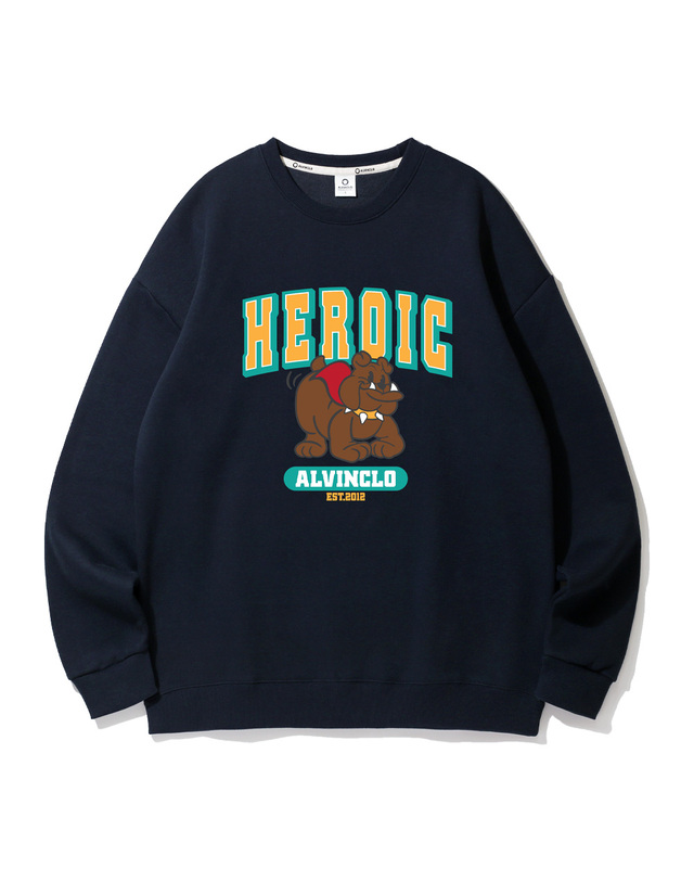 앨빈클로 앨빈클로 HEROIC 불독 오버핏 맨투맨 MAR655 (3COLOR) 착용컷