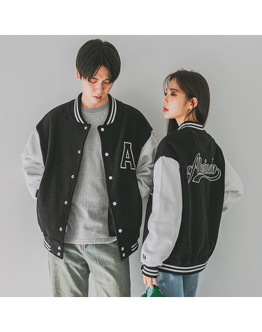 앨빈클로 버튼 다운 베이스볼 바시티 자켓 AZH519