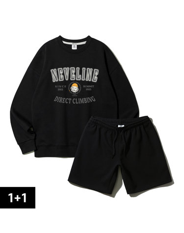 [2PACK] 앨빈클로 NEVELINE 마운티널스 오버핏 맨투맨 무지 반바지 2종 패키지