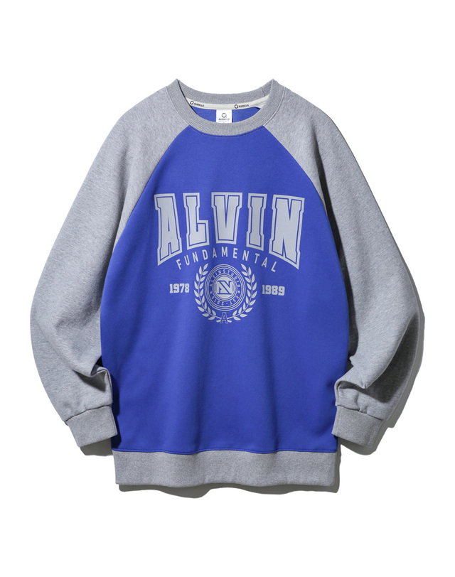 앨빈클로 앨빈클로 ALVIN 배색 레글런 오버핏 맨투맨 MAR821 (3COLOR) 착용컷